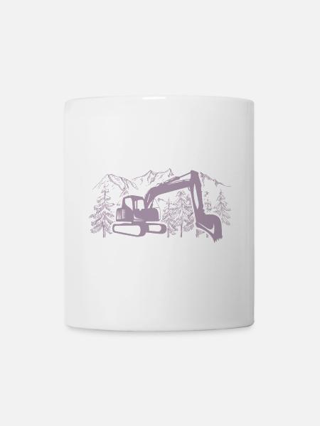 Bagger Silhouette Baugeräteführer Arbeit - Tasse - Weiß