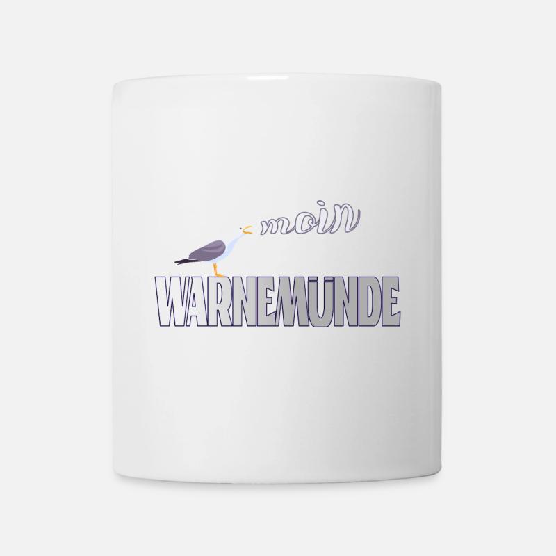 Warnemünde Möwe mit Moin Ostee - Tasse - Weiß