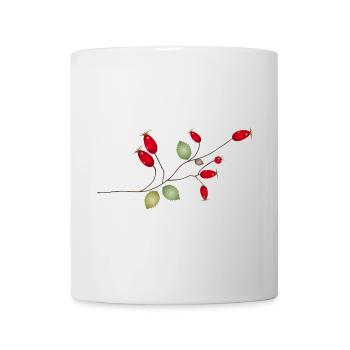 Branch with rose hips and filigree leaves - Mug - white - Front