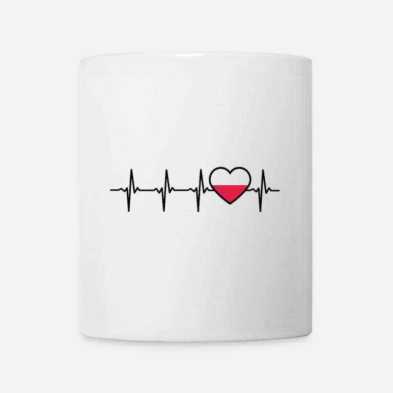Pologne Heartbeat Polonais Drapeau Mât - Mug blanc - blanc