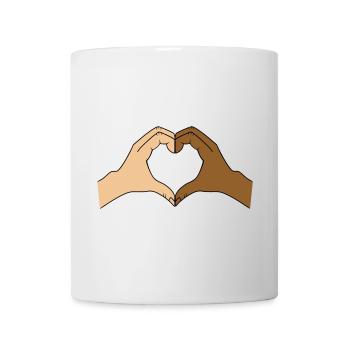 Coloured heart hand motif - customisable - Mug - white - Front