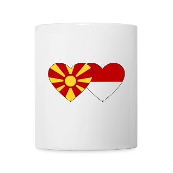 Mazedonien Indonesien Flagge Herz - Tasse - Weiß - Vorne