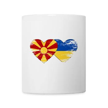 Mazedonien Ukraine Flagge Herz used - Tasse - Weiß - Vorne