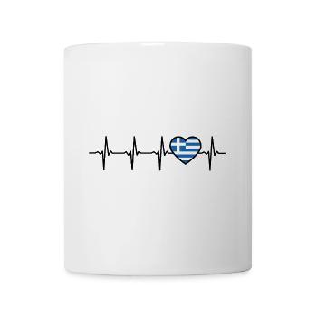 Grèce Heartbeat Drapeau Grec - Mug blanc - blanc - Devant