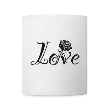 La typographie rencontre la nature : la rose de l’amour - Mug blanc - blanc - Devant