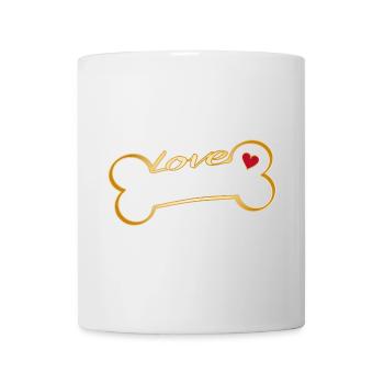 Hundeknochen mit Herz und Love-Schriftzug - Tasse - Weiß - Vorne