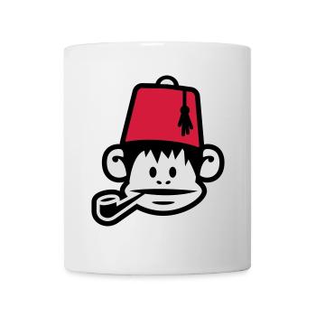 monkey fez ape primat affe pipe smoker - Tasse - Weiß - Vorne