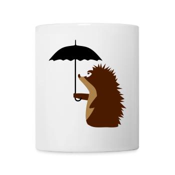 Igel mit Schirm - Tasse - Weiß - Vorne