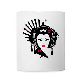 Geisha with headphones - Mug - white - Front