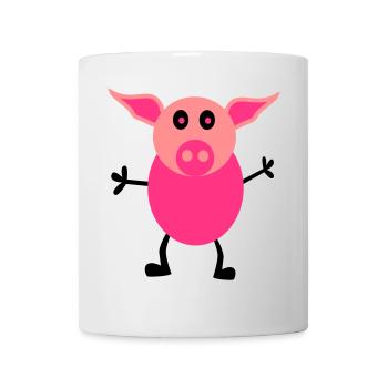 Schweine Männchen - Tasse - Weiß - Vorne