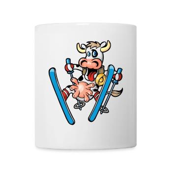 Kuh auf Skiern - Tasse - Weiß - Vorne