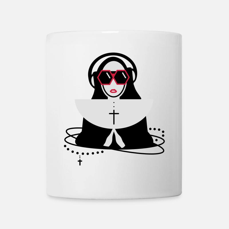 Nonne mit Sonnenbrille und Kopfhörer - Tasse - Weiß