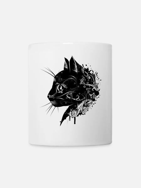 une tête florale d'un chat - Mug blanc - blanc