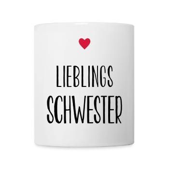Schwester Lieblingsschwester Herz Geschenk - Tasse - Weiß - Vorne