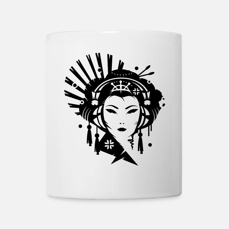 Un geishas japonaises avec un casque - Mug blanc - blanc