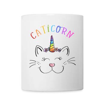 Funny rainbow caticorn unicorn cat face - Mug - white - Front