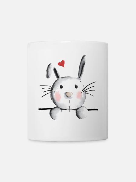Hase mit Herz - Hasi - Häschen - Mucki - Hasen - Tasse - Weiß