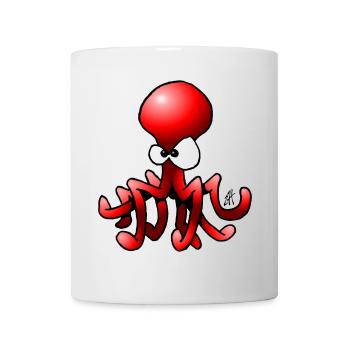 Cute Octopus Cartoon with Big Eyes - Mug - white - Front