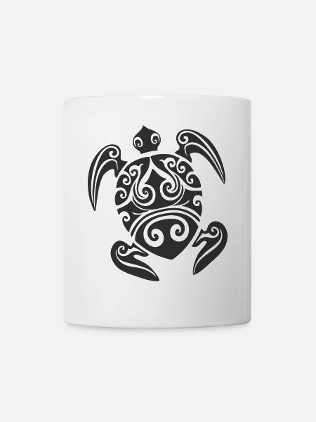 Maori Tattoo Schildkroete schwarz - Tasse - Weiß