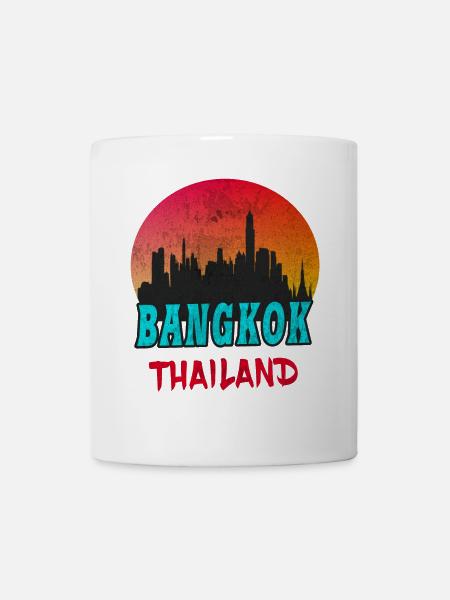 Bangkok Skyline / Thailand Geschenk Vintage Retro - Tasse - Weiß