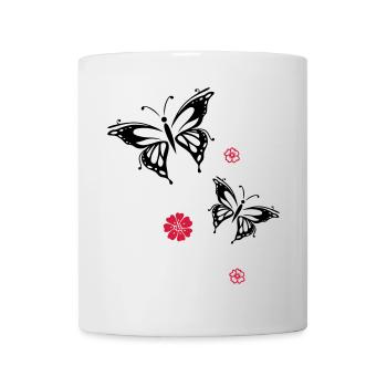 papillons fleurs fleurs insectes été - Mug blanc - blanc - Devant
