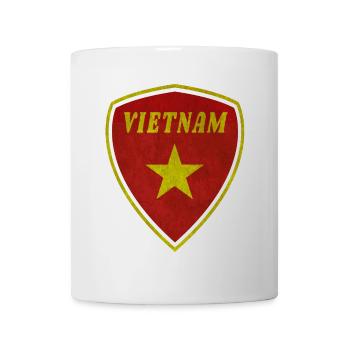 Vietnam Wappen Vintage / Geschenk Hanoi Flagge - Tasse - Weiß - Vorne