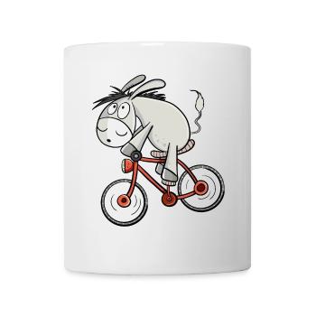 Esel Fährt Fahrrad I Drahtesel I Radeln Geschenk - Tasse - Weiß - Vorne