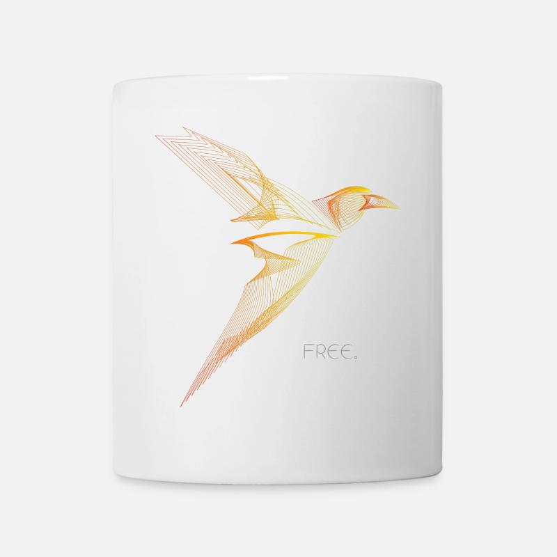 Free Line Art Vogel Minimalistisches Design - Tasse - Weiß