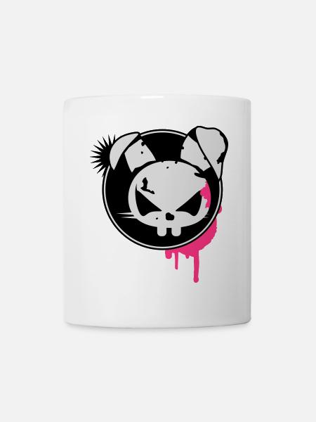 Grunge Sticker mit Hasen Kopf - Tasse - Weiß