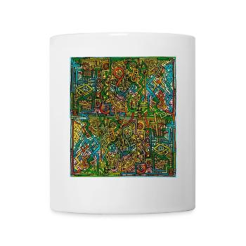 Lebendige Labyrinth-Linienkunst - Tasse - Weiß - Vorne