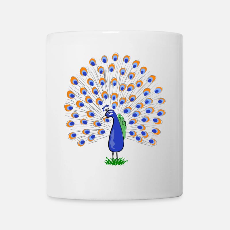 Illustration de plume de paon colorée - Mug blanc - blanc