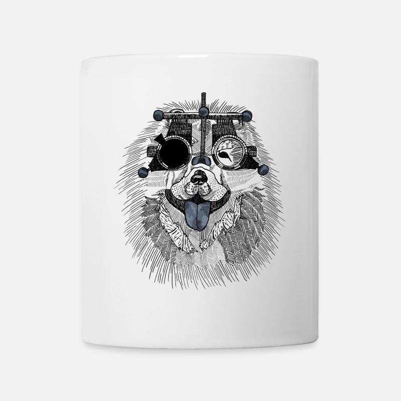 Chien optométriste avec lunettes d'essai - Mug blanc - blanc