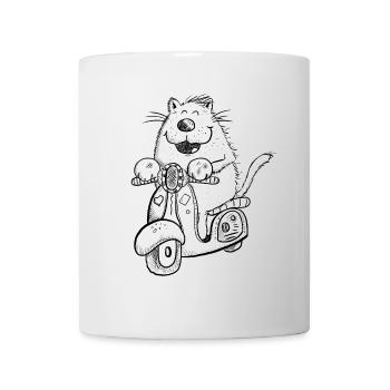 Lustige Katze Auf Roller Comicfigur Fun Geschenk - Tasse - Weiß - Vorne