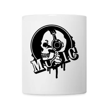 A skull with headphone in profile - Mug - white - Front