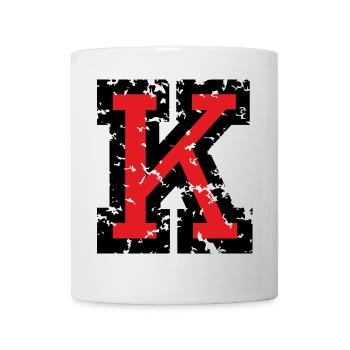 K (Vintage Rot) Buchstabe K - Tasse - Weiß - Vorne