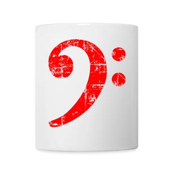 Bass Clef Vintage Musical Symbols Design (Rouge) - Mug blanc - blanc - Devant