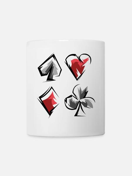 Skat Poker Rami Jeu de Cartes Costumes Coeur de Pique Caro - Mug blanc - blanc