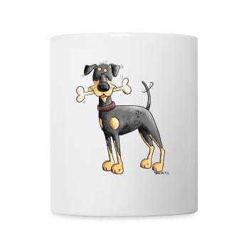 Doberman ou Pinscher avec os - Mug blanc - blanc - Devant