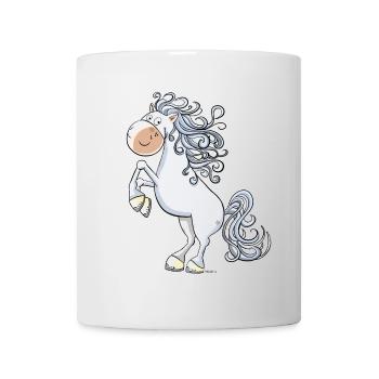 Steigendes Pferd im wallender Mähne I Comic - Tasse - Weiß - Vorne