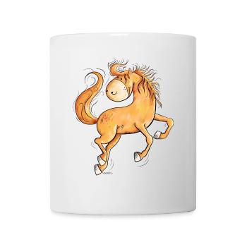 Wild horse in flowing mane I Comic - Mug - white - Front