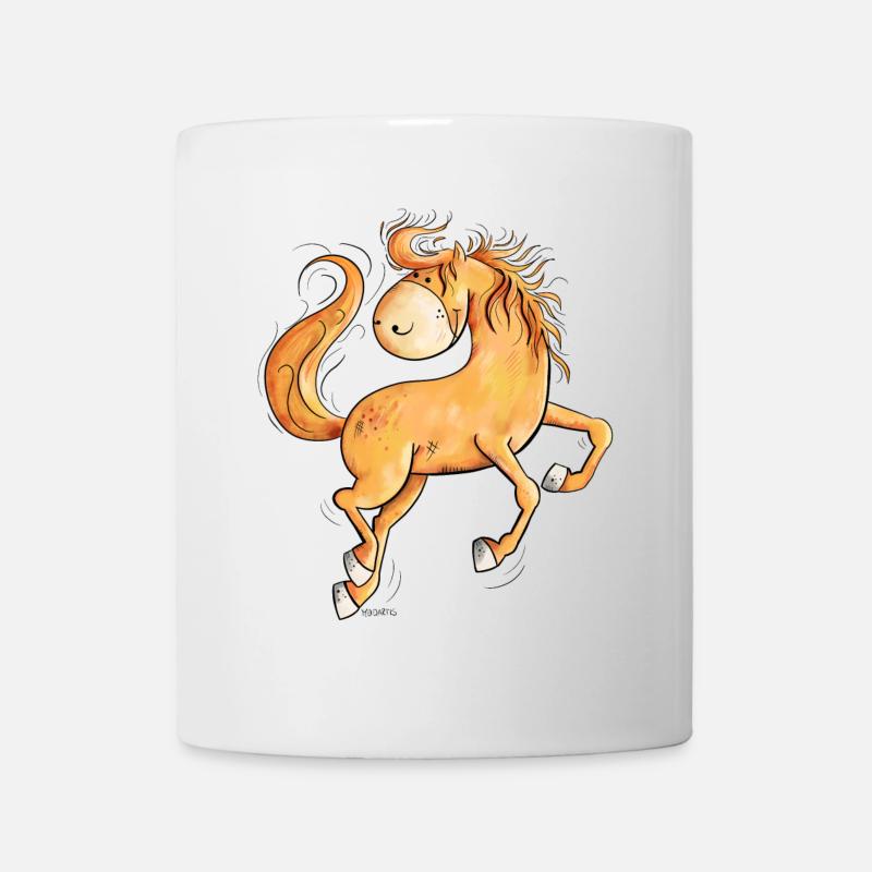 Wild horse in flowing mane I Comic - Mug - white