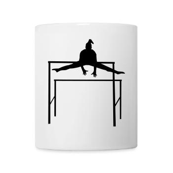 Gymnastics, Gymnast doing Uneven Bars - Mug - white - Front
