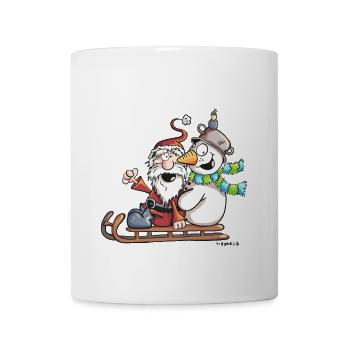 Santa Claus and Snowman ride a sledge - Gift - Mug - white - Front