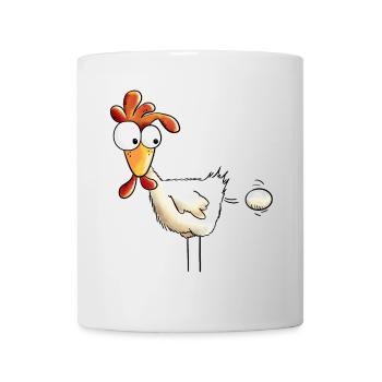 Chicken lays an egg - Hen - Gift - Cartoon - Mug - white - Front