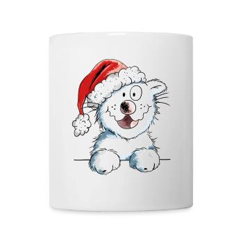 Neugierige Weihnachtskatze - Katze - Geschenk - Tasse - Weiß - Vorne