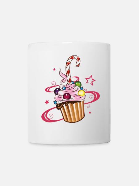 Muffin avec des étoiles et des bonbons. - Mug blanc - blanc