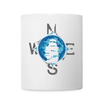 Segelschiff Kompass Illustration Meer Mond blau - Tasse - Weiß - Vorne