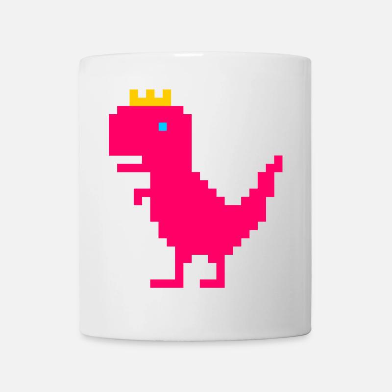 Dinosaure rose avec couronne dorée - Mug blanc - blanc