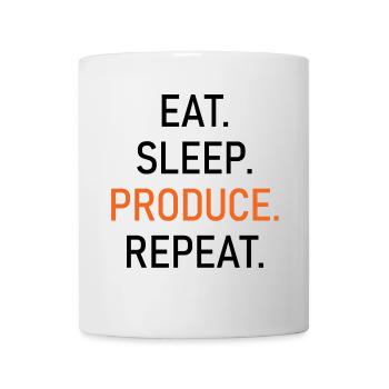 Produire. Chemise typo orange - Mug blanc - blanc - Devant
