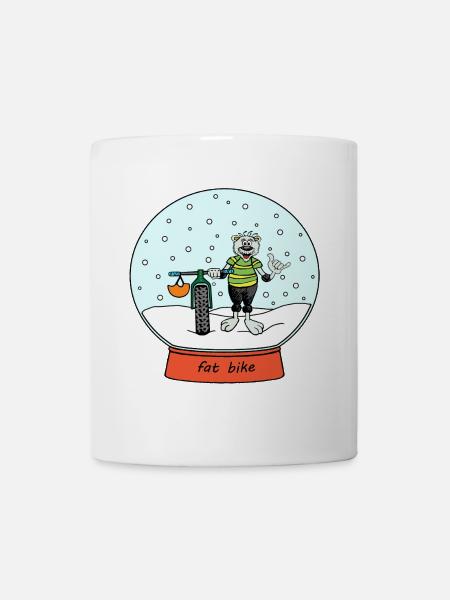 Fat bike dans boule à neige cartoon - Mug blanc - blanc